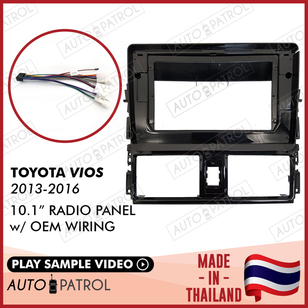 Toyota Vios 20132016 10.1" Car Radio Panel Frame w/ Wiring Harness