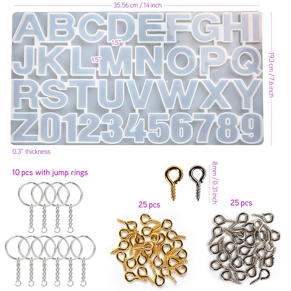 1 Set Alphabet Silicone Molds Epoxy Resin Letters Number Kit DIY Reverse For Jewelry Making Key Chain Casting