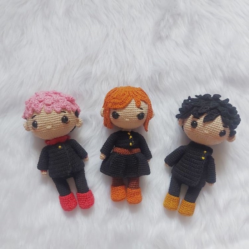 Crochet Jujutsu Kaisen Characters Amigurumi Yuji Nobara Megumi