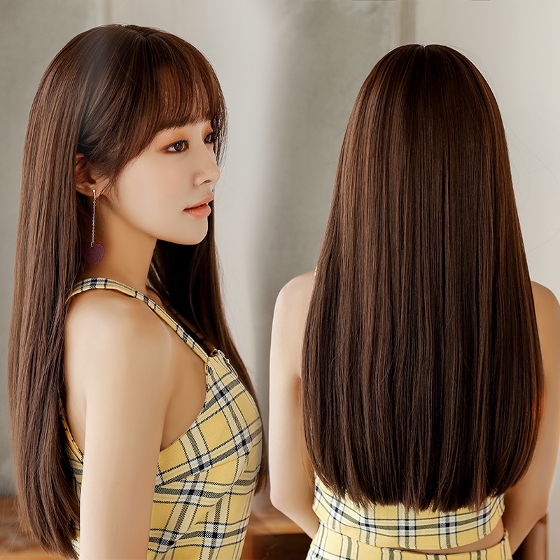 Wig Female Long Straight Hair Round Face Net Red Clavicle Ha