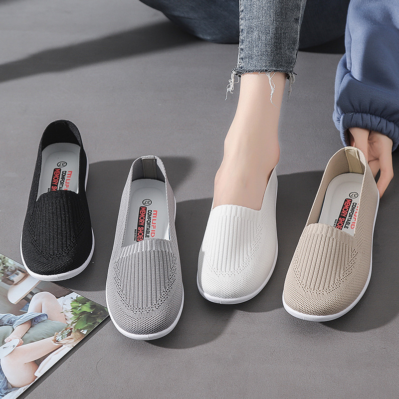 Atikota 2020 Women New Pea Shoes Non-slip Soft Bottom Flying Woven Work ...