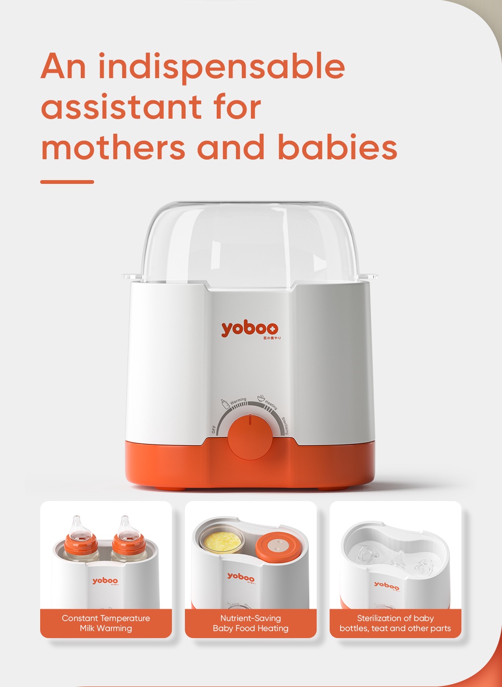 Yoboo 3in1 Electric Milk Bottle Warmer Heater Bottle Steam Sterilizer