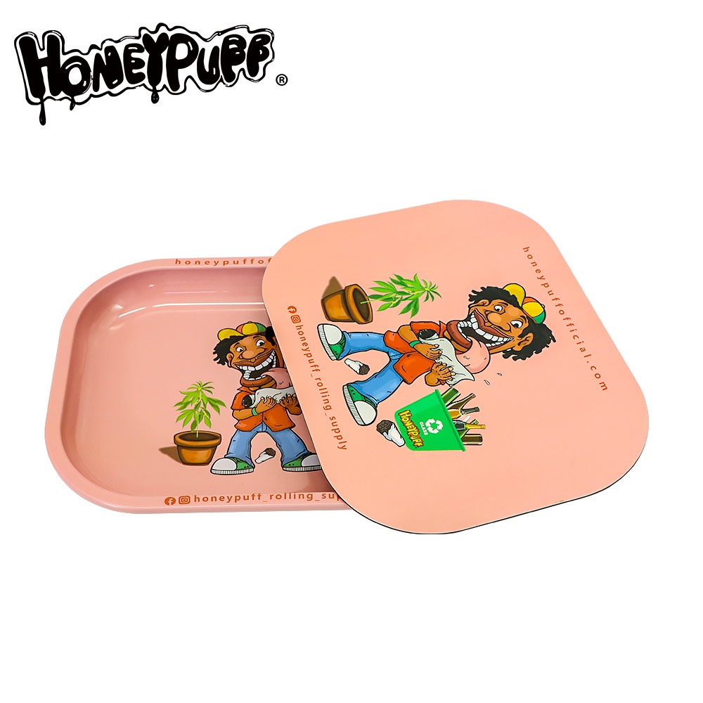 HONEYPUFF Rolling Tray Set Metal Storage Box with Metal Rolling Tray