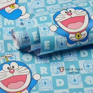 HUB Wallpaper Doraemon Design PVC Waterproof Self Adhesive Wall Sticker Home Decoration 10mx45cm Q17