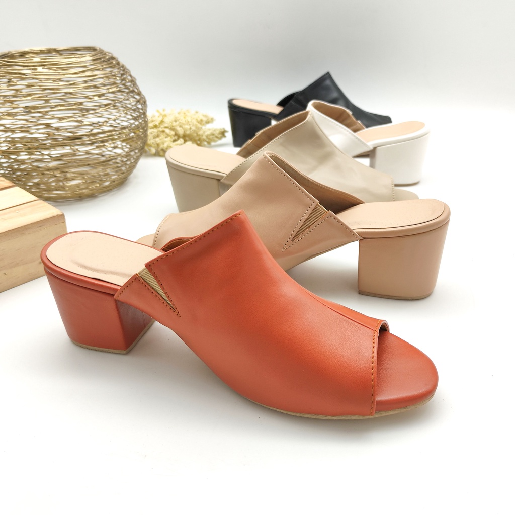 R&A770 2Inch Open Toe Plain Color Heeled Mules (Narrow Fitting/Add 1