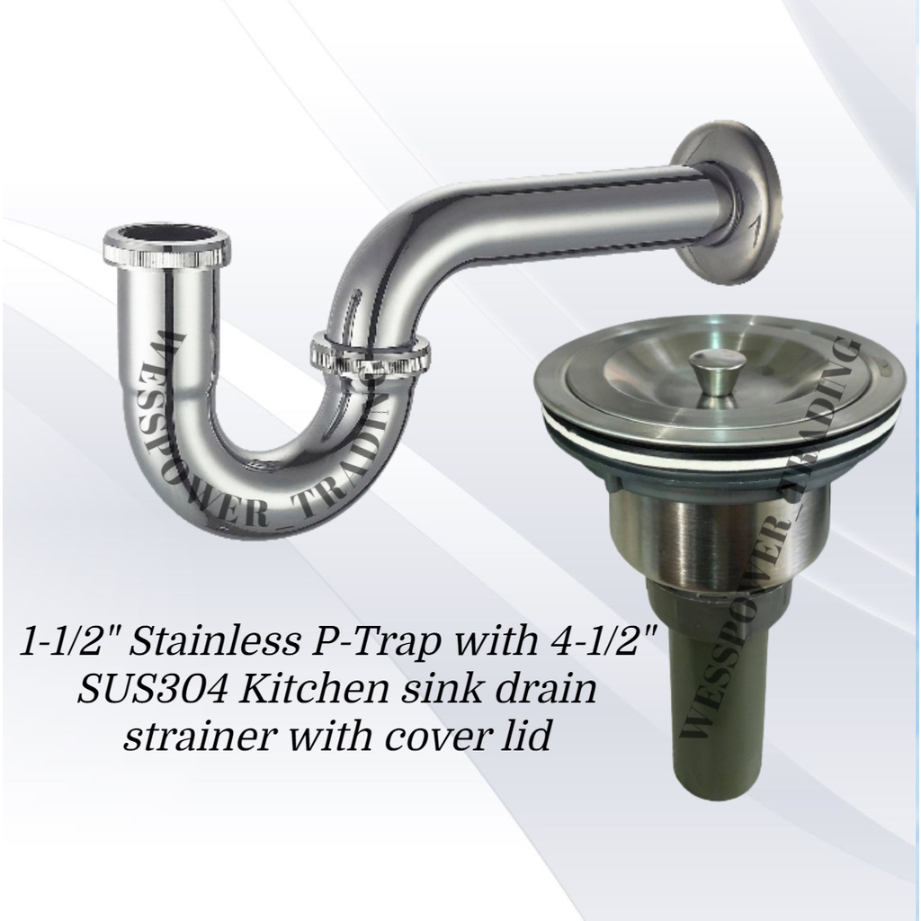 WPT5341 Stainless Lavatory PTrap 11/2" inch with 1pcs 41/2" SUS304