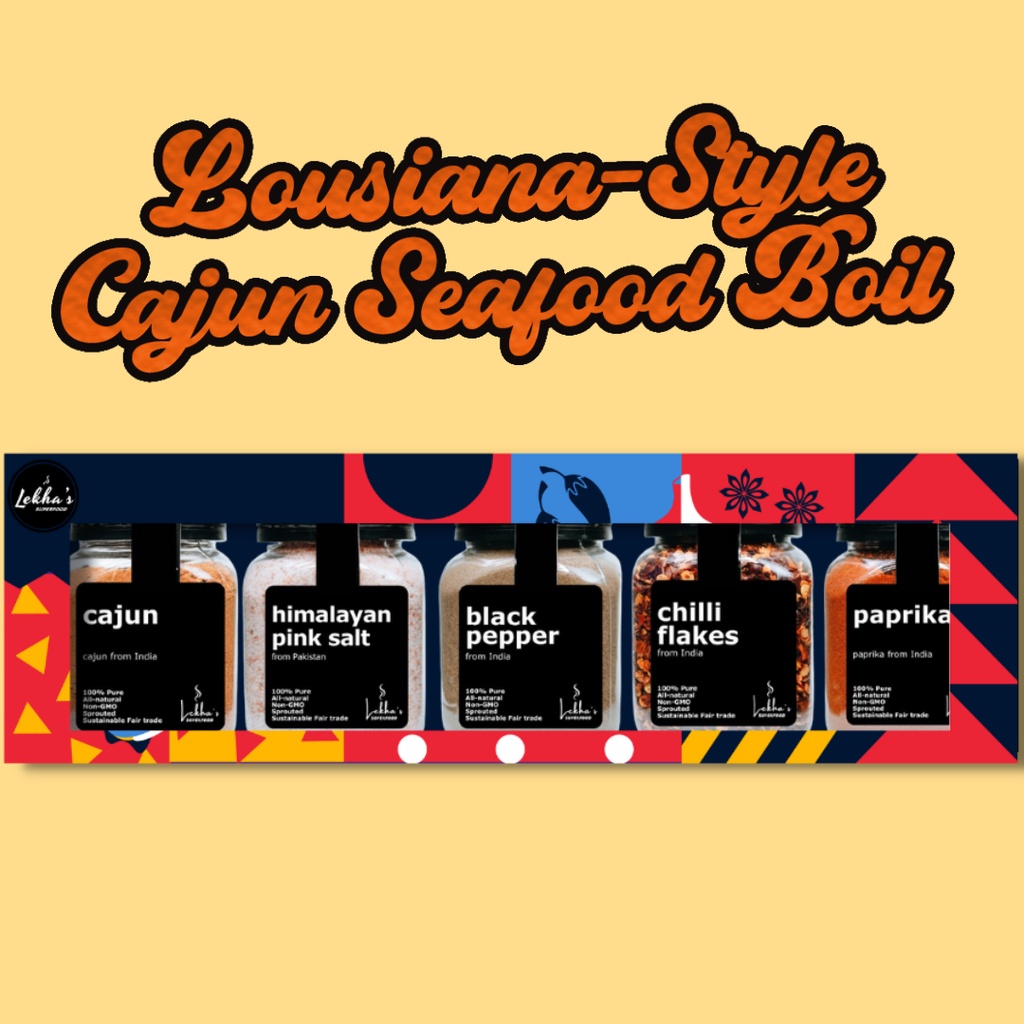 SLousiana Cajun Seafood Boil Cajun Himalayan Pink Salt Pepper Ground Chili flakes Spanish