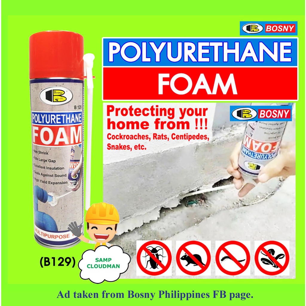 Bosny Polyurethane Expanding Foam B129 500cc Gap Filler, Heat and Sound