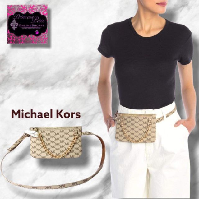 Michael Kors Monogram Fanny Pack/with chain Belt Bag! | Shopee Philippines