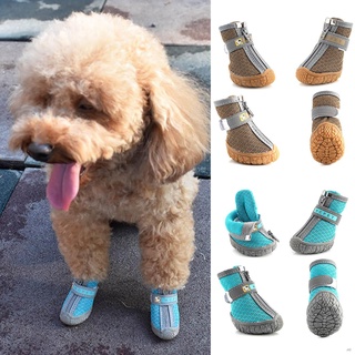 ▣✉✁Fuwen®4Pcs Pet Shoes Lightweight Wear-resistant Breathable Fashion Dogs Mesh Sneakers Pet Supplie