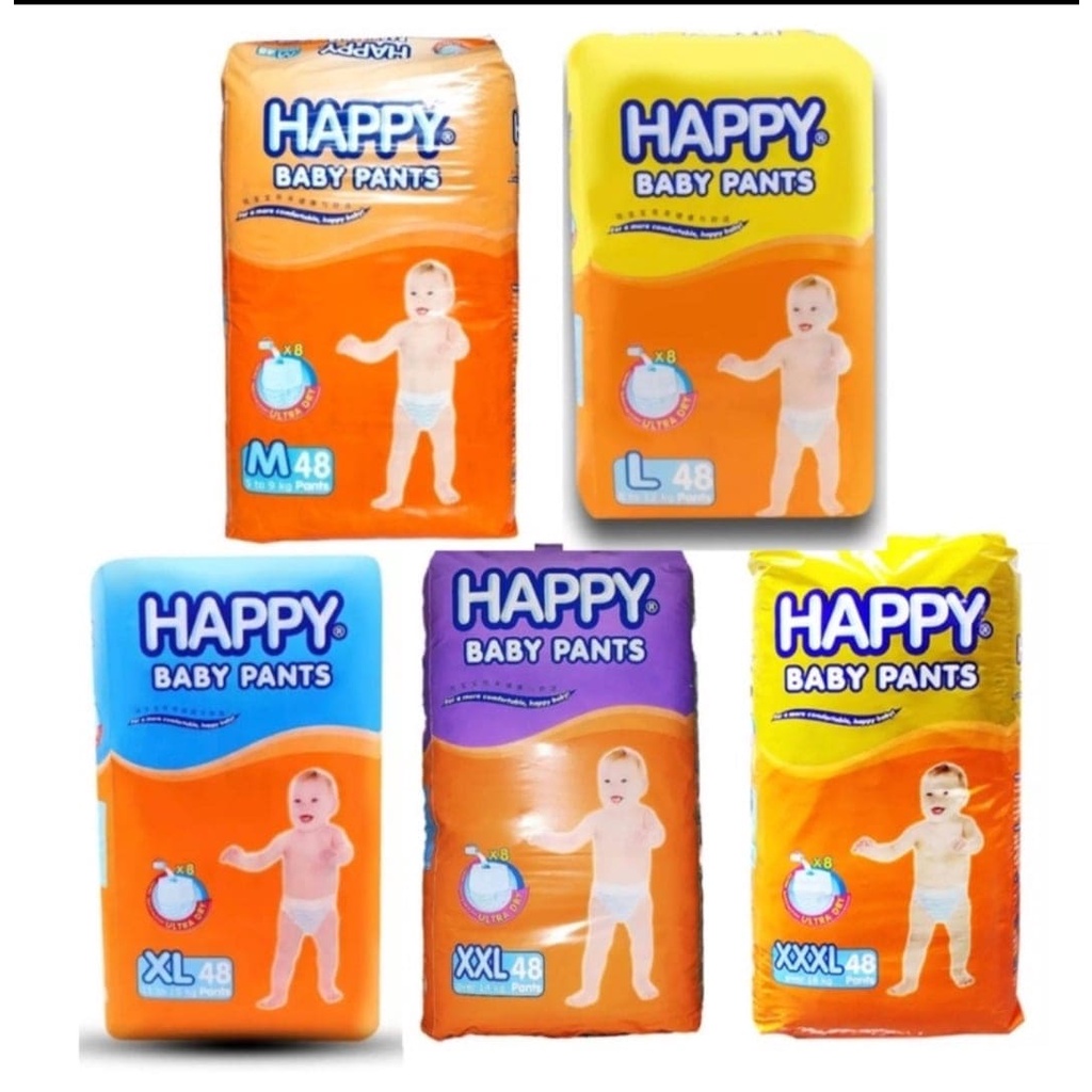 HAPPY BABY PANTS DIAPER DISPOSABLE DIAPER PANTS PULLUPS 48PCS Shopee