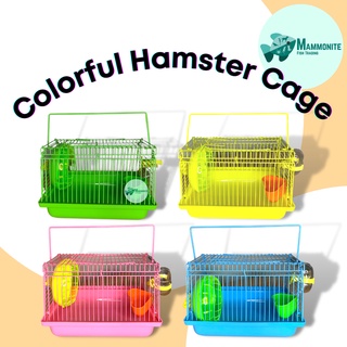 Pet Hamster Colorful Cage House with Spinning Wheel Bottle