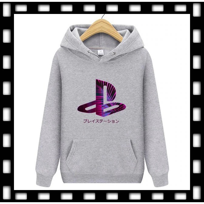 playstation hoodie grey