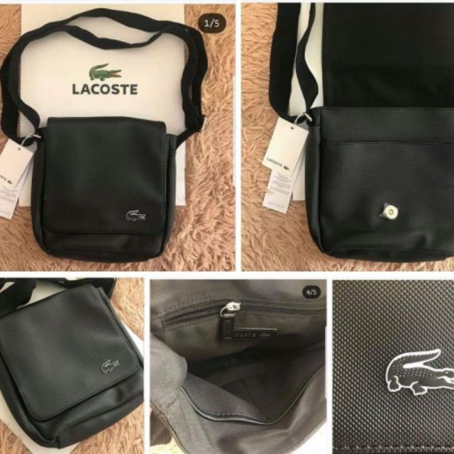 lacoste sling bag leather