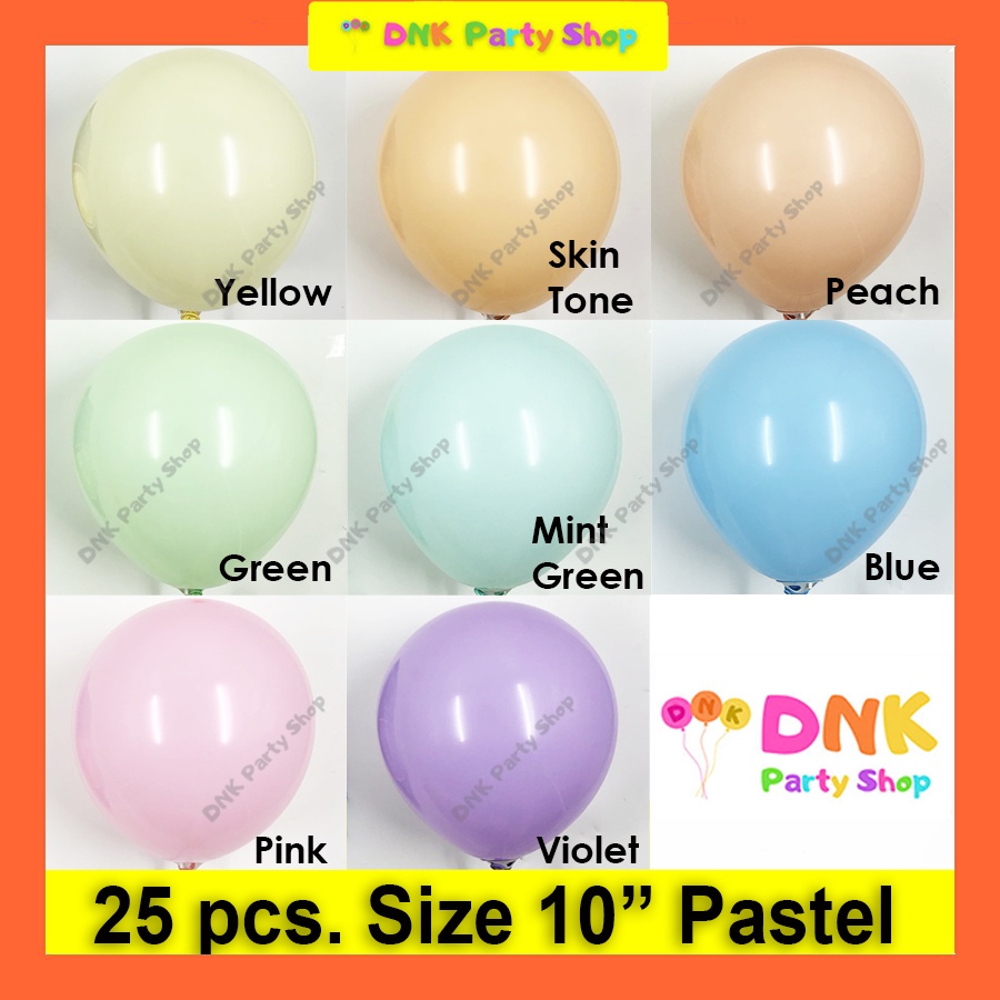 25 pcs Size 10” Balloons Inches Regular Pastel Macaroons Rubber Latex Macarons Blue Pink Peach