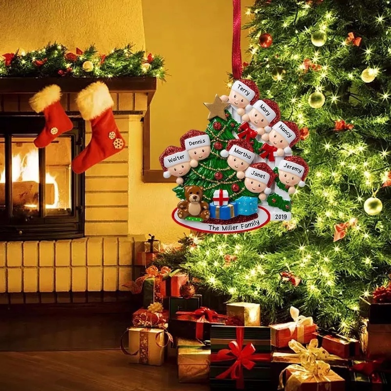 2022 New Years Cute Christmas Family Decorative Pendant/ Christmas Ornaments For Xmas Tree/ DIY Name Blessing Hanging Ornaments