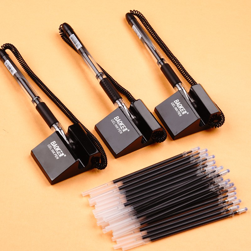 0.5mm Table Top Pen, Black Counter Pen, Desk Table Pen with String Office Bank Stationery