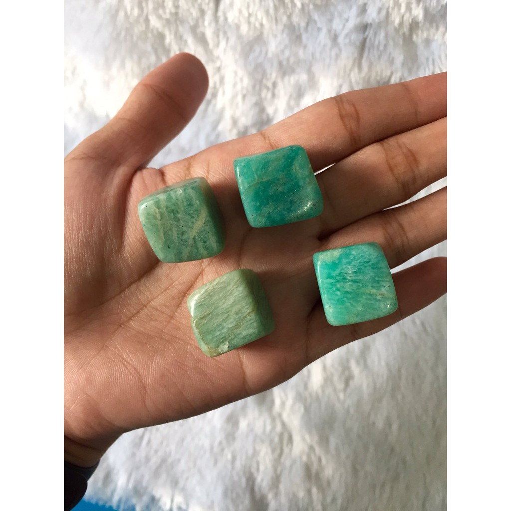 High Quality Amazonite Cube Crystals Polished Tumbled Stone Raw Stone Sold Per Piece Shopee Philippines