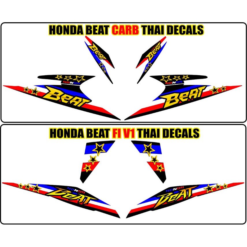 Honda Beat Carb and FI V1 Thai Decals