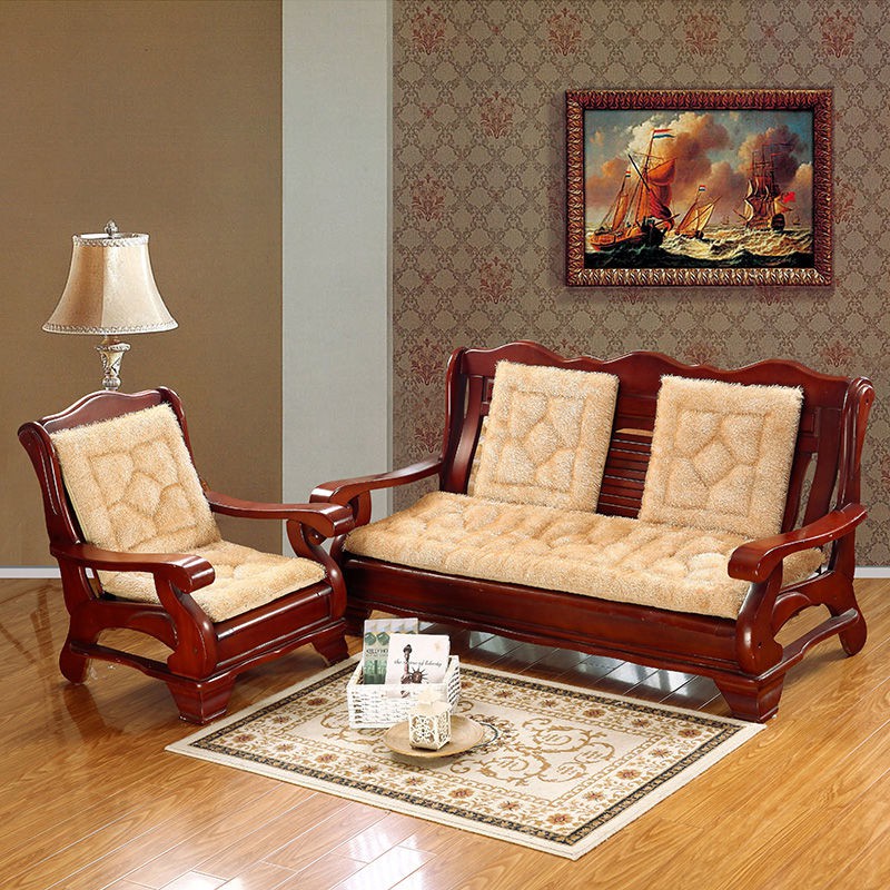 Simple and modern wooden sofa cushion set red solid wood sofa thick non