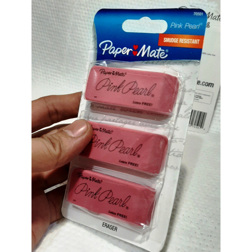 70501 3 Count Paper Mate Pink Pearl Erasers Large 