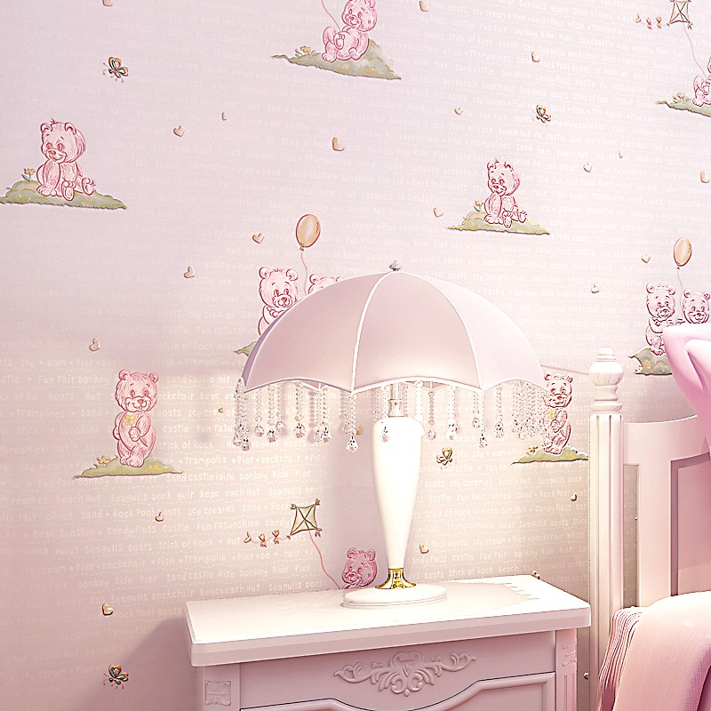 Cute Children S Room Wallpaper Girl Bedroom Pink Princess Room Boy Cartoon Bear