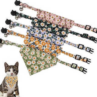 Dog Cat Small Adjustable Bandana Triangle Scarf Collar With Bell Neckerchief Pet Scarf Collar Bell