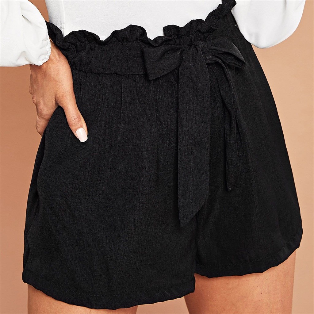 tie front paperbag shorts
