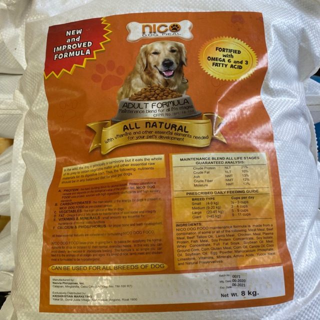 bag of dog food cost