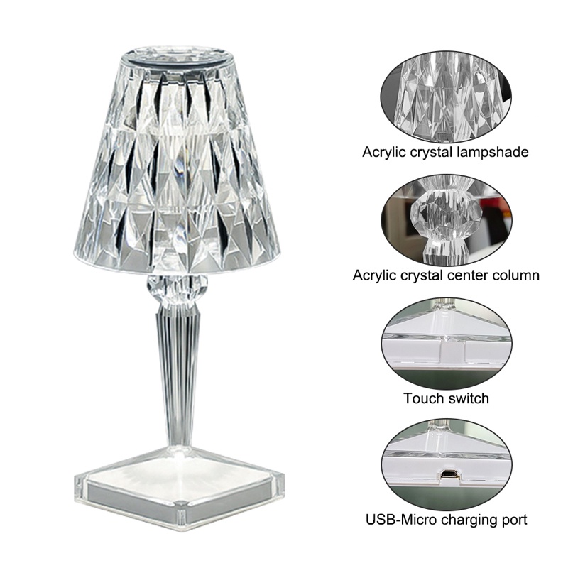 Bar Light Decor Restaurant Table Lamps, Acrylic Column Table Lamp Usb Charger