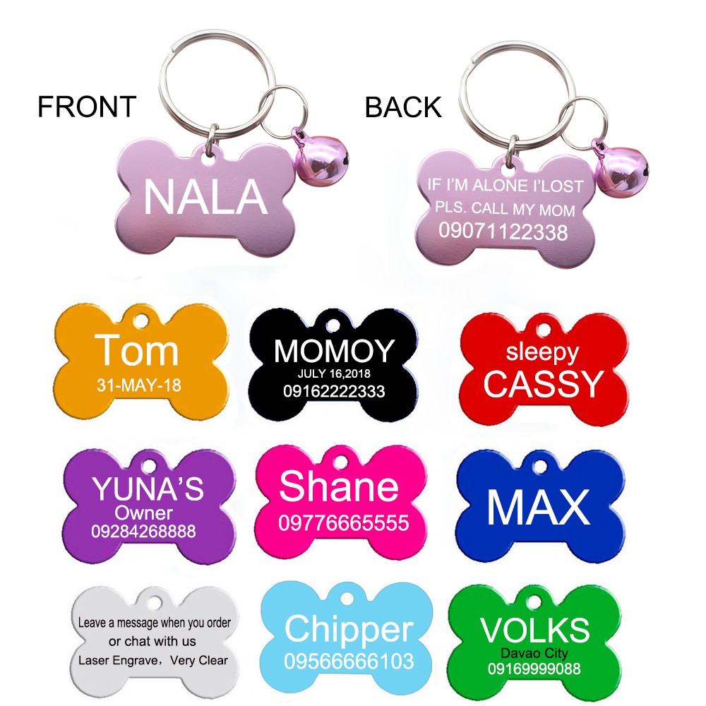 Personalized Bone Pet ID Dog Tag Custom Names Tag for Large Breed Dog ...