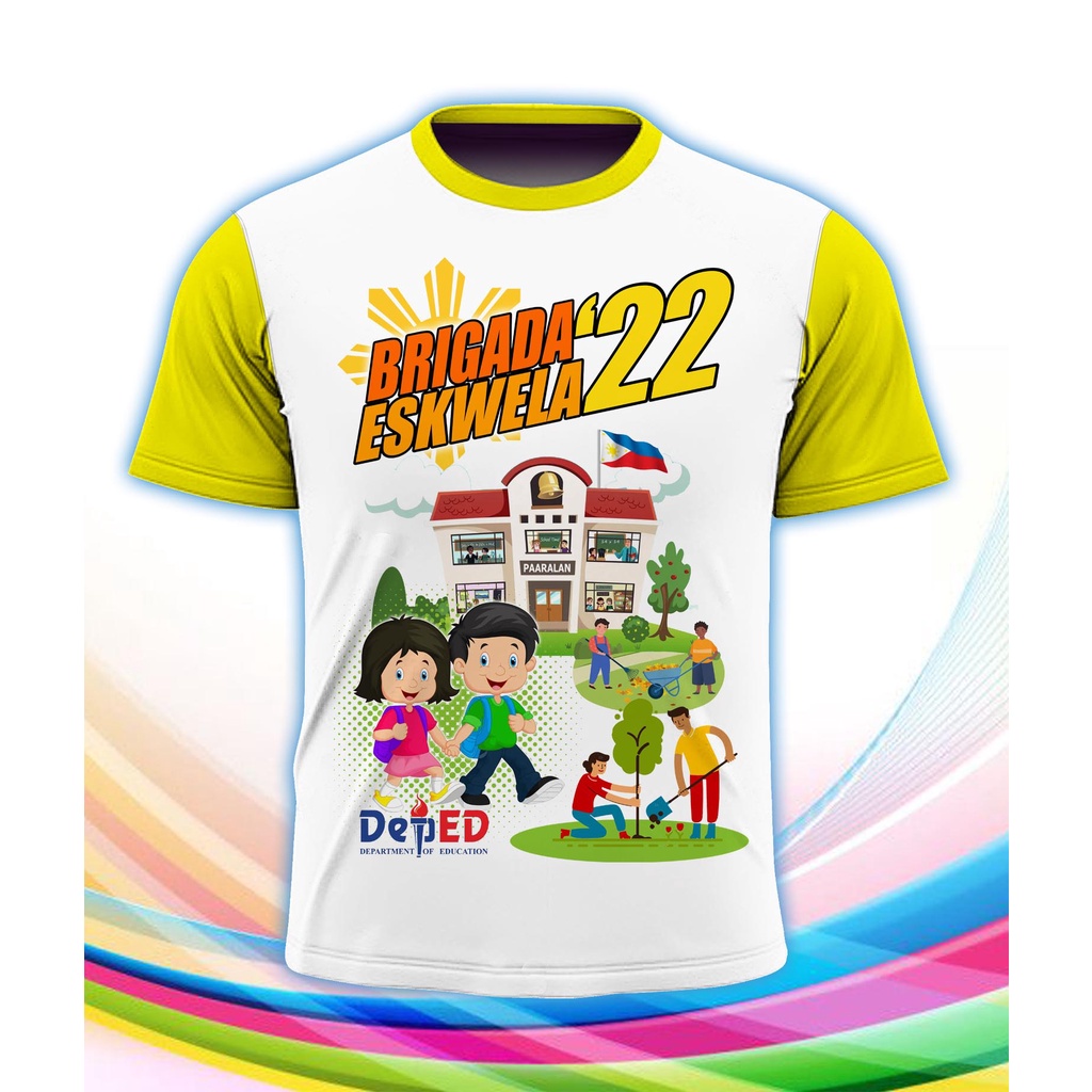 Sublimation Brigada Eskwela T shirt With Sleeves and Neckline Color