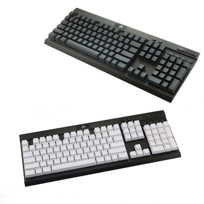★going♣Black White PBT Double Shot Backlit 104 Top-lit Shine Through