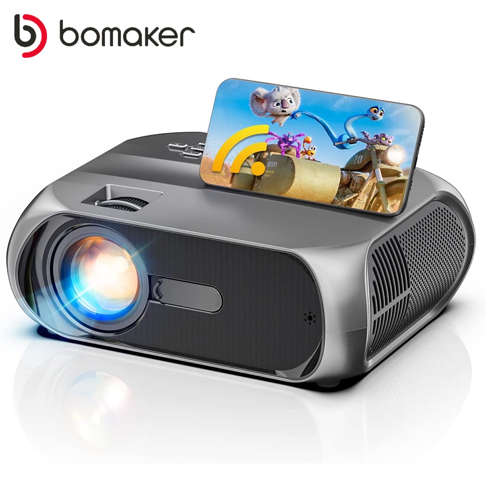BOMAKER LED Projector Full HD support 1080P Portable Home Theater