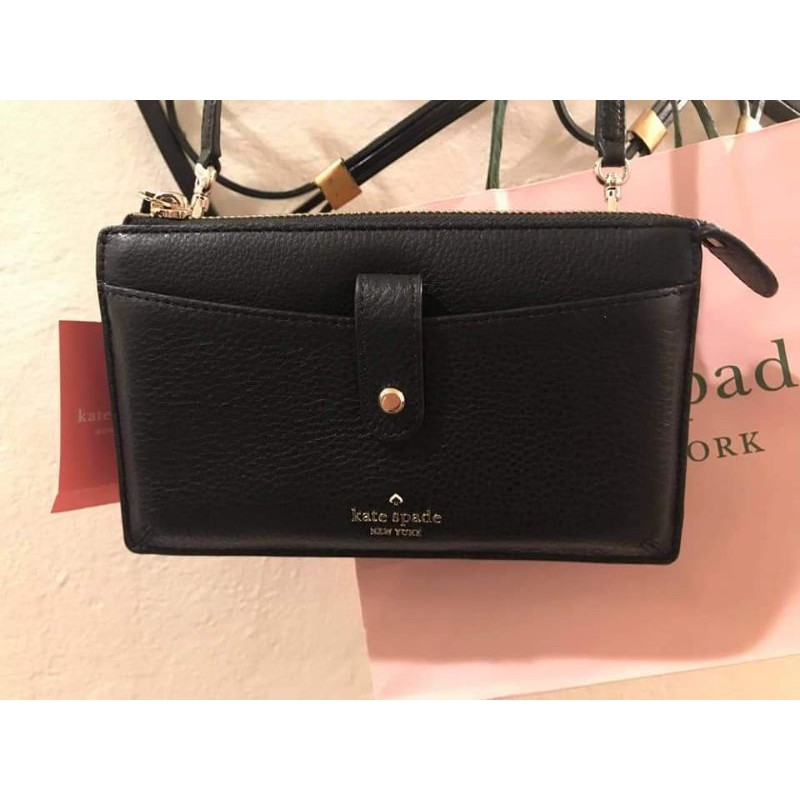 100 % AUTHENTIC KATE SPADE BAG JACKSON SMALL TAB CROSSBODY LEATHER COLOR  BLACK AND BROWN | Shopee Philippines