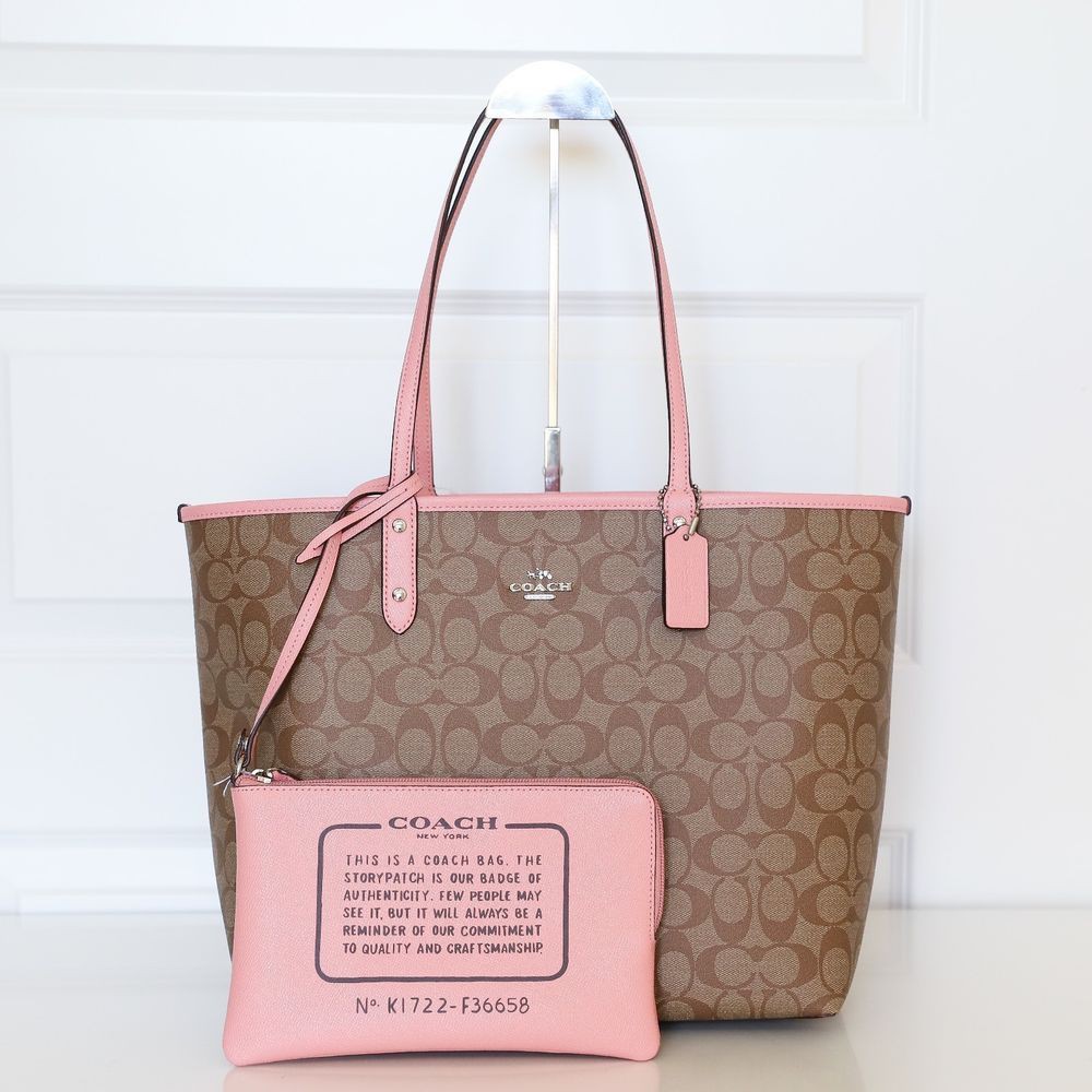 coach reversible tote pink