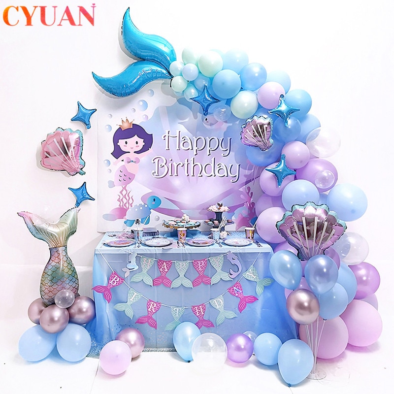 49 87pcs Mermaid Tail Balloon Garland Arch Set Little Mermaid Ballon Mermaid Theme Party Supplies We Shopee Philippines