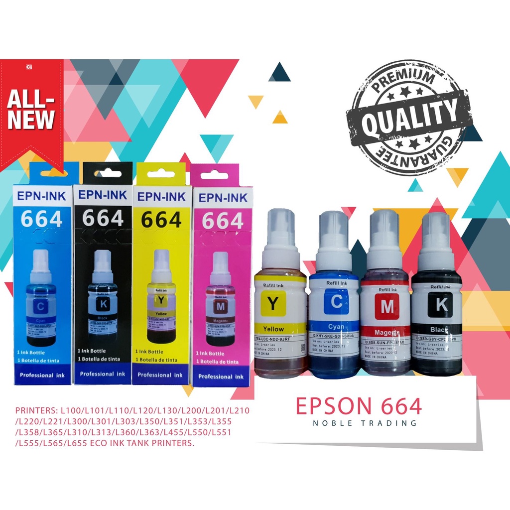 Premium T664 664 Dye Ink 70ml Compatible For Epson L120 L110 L210 L220 L300 L310 L360 L380 L565 7930