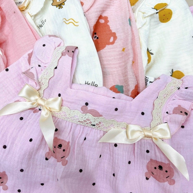 Long-sleeved Set For Girls With Soft Japanese muslin Fairy Wings Design With Lovely Colorful Motifs
