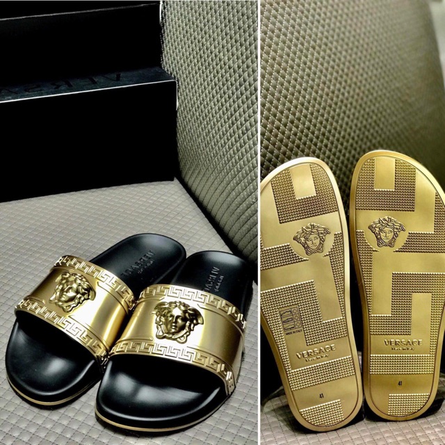 versace gold medusa slides