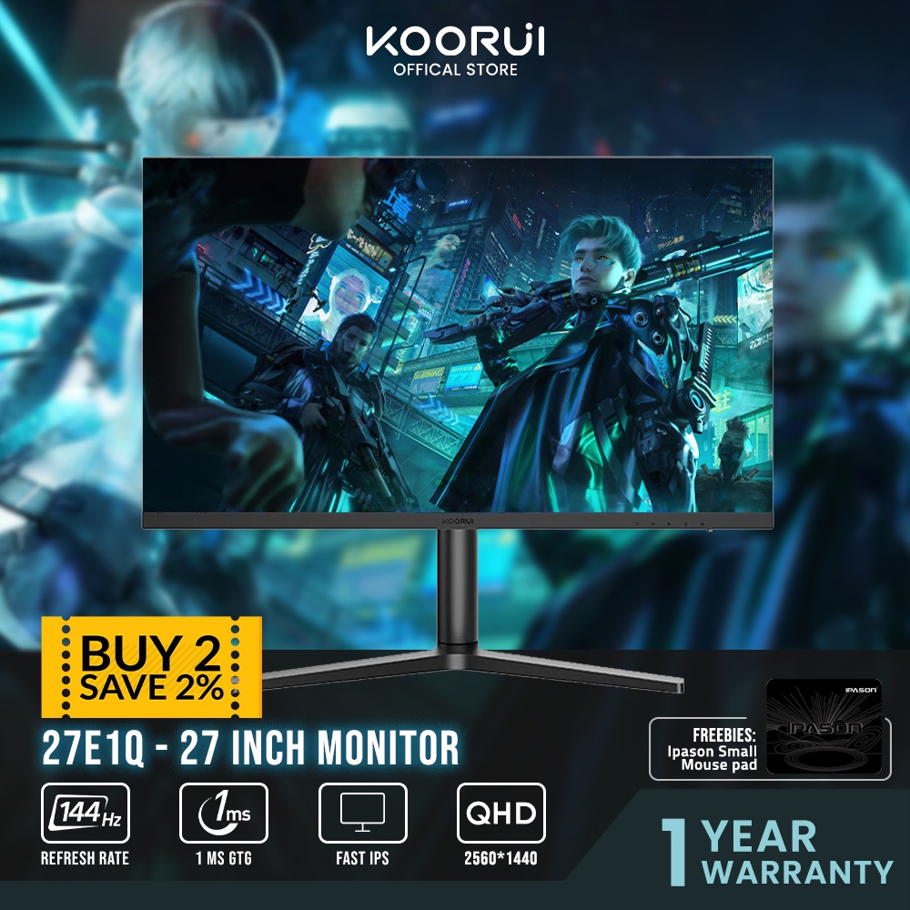 Koorui 27E1Q BLACK 27 Inch 2k Qhd 2560*1440 144hz Koorui 27E1 BLACK 27
