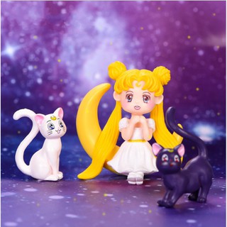Sailor Moon And Tuxedo Moon Sailor And Tuxedo Mask With 2 Luna / Artemis Cats Cake Decoration, DIY #4