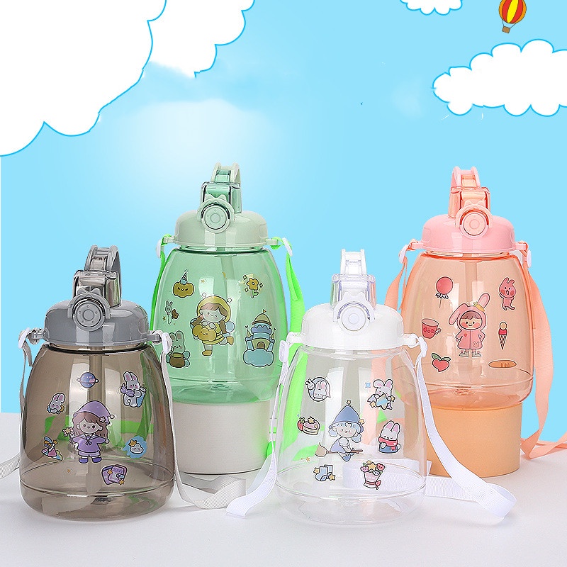 1200ml big belly cute lovely girl outdoor plastic bottle BPA free cup ...