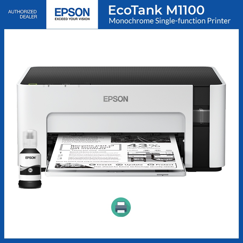 Epson M1100 Monochrome Ink Tank Single Function Printer Only Black Print Only Inkjet Printer 7384