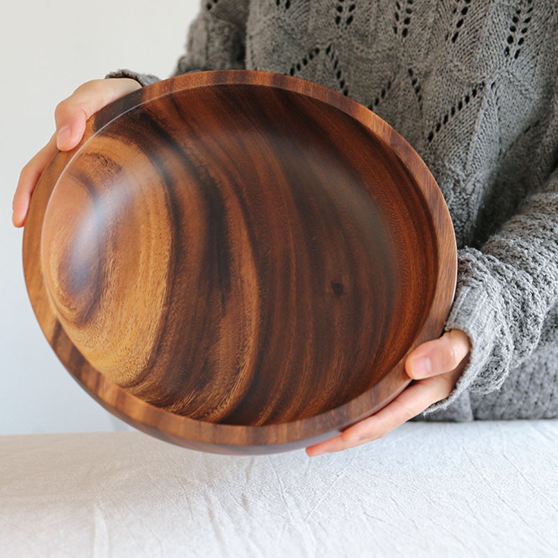 2PCS Salad Bowl Fruit Decoration Practical Wooden Household Bowl
