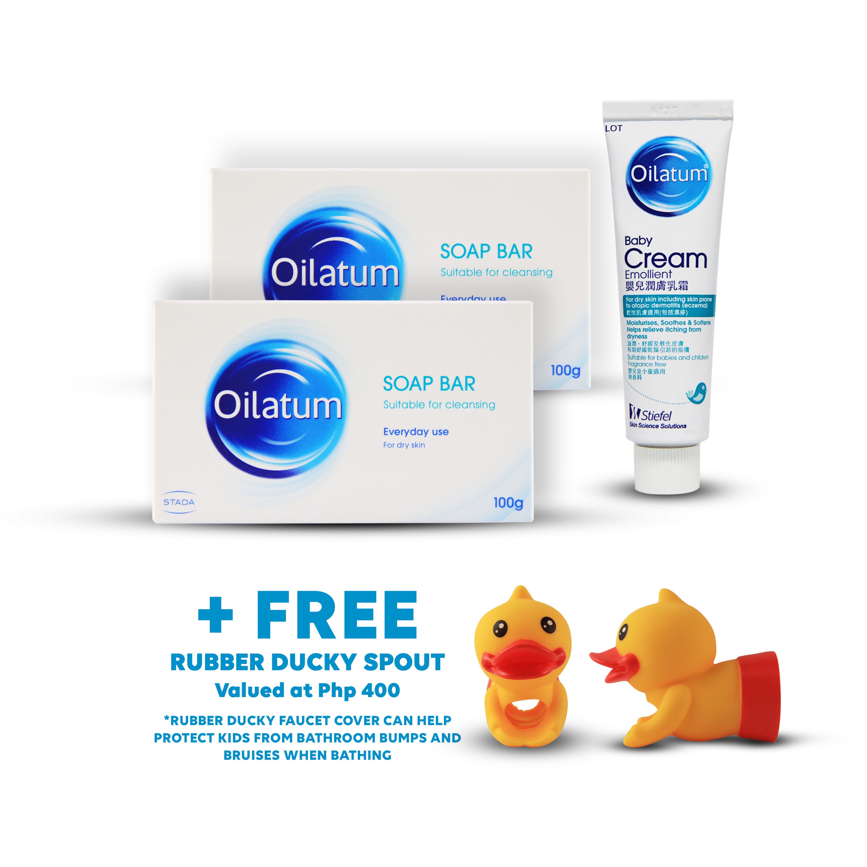 Stada Oilatum Soap Bar 100g Pack of 2 and Oilatum Baby Cream 30g + FREE