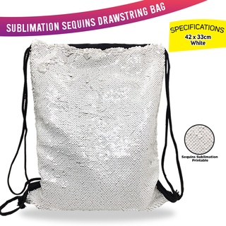 Sublimation Sequins Drawstring Bag with Waterproof Back 42x33cm