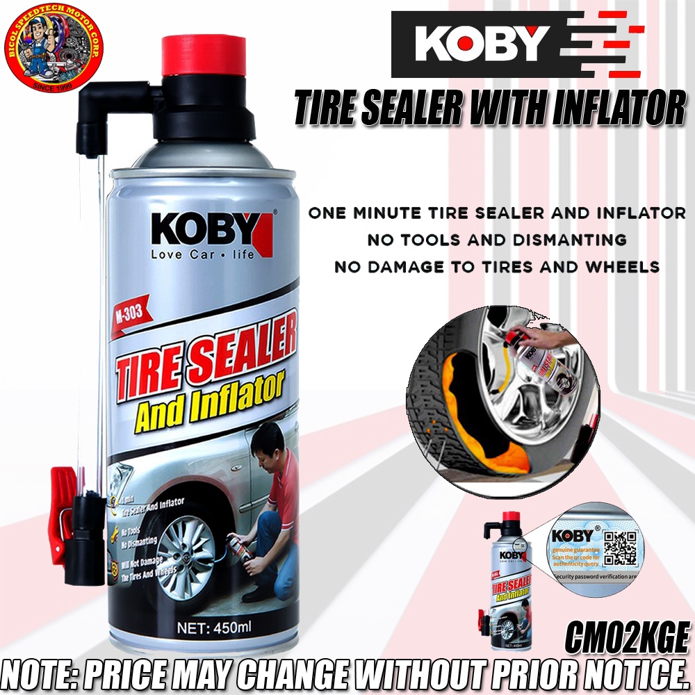 KOBY TIRE SEALER WITH INFLATOR 450ML (CM02KGE) | Shopee Philippines