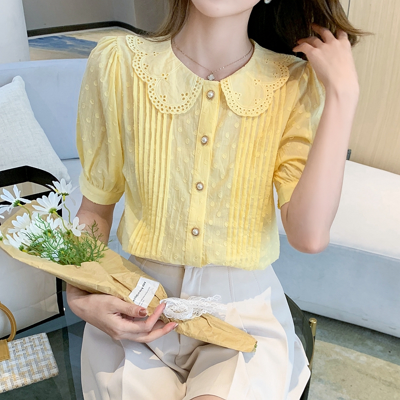 yellow top peter pan collar