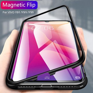 Magnetic Metal Vivo Y95 Y91 Case Tempered Glass Back Cover Shopee Philippines